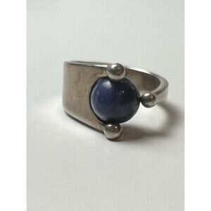 Sharon Johnston Sterling Ring Sz 5.25 Modernist Abstract Ring MCM, Multi-stone